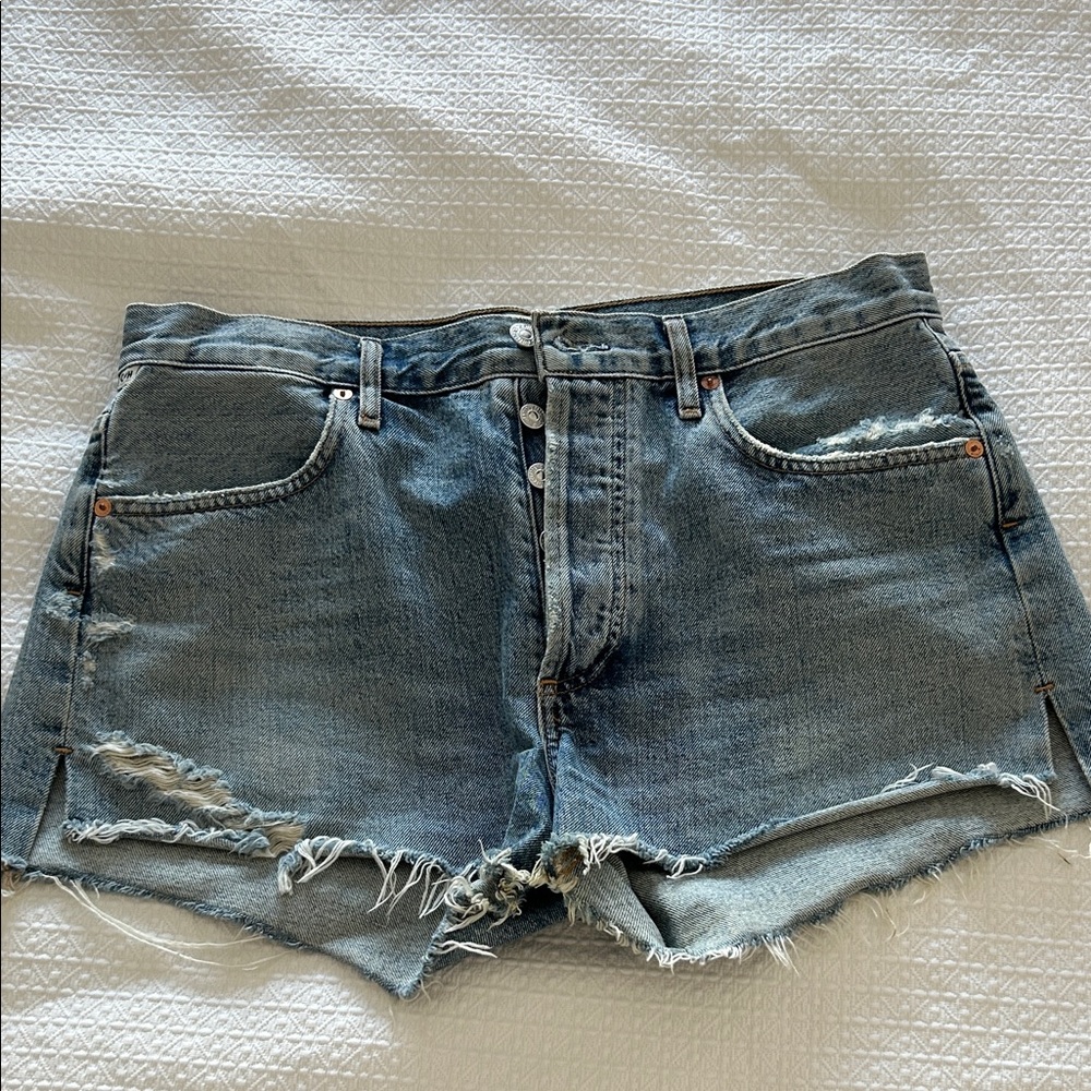 Citizens Of Humanity Blue Distressed Jean Shorts